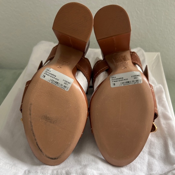 SCHUTZ Enola Chuck Heel Sandal in New Wood and Gold Size 7 - Picture 7 of 10